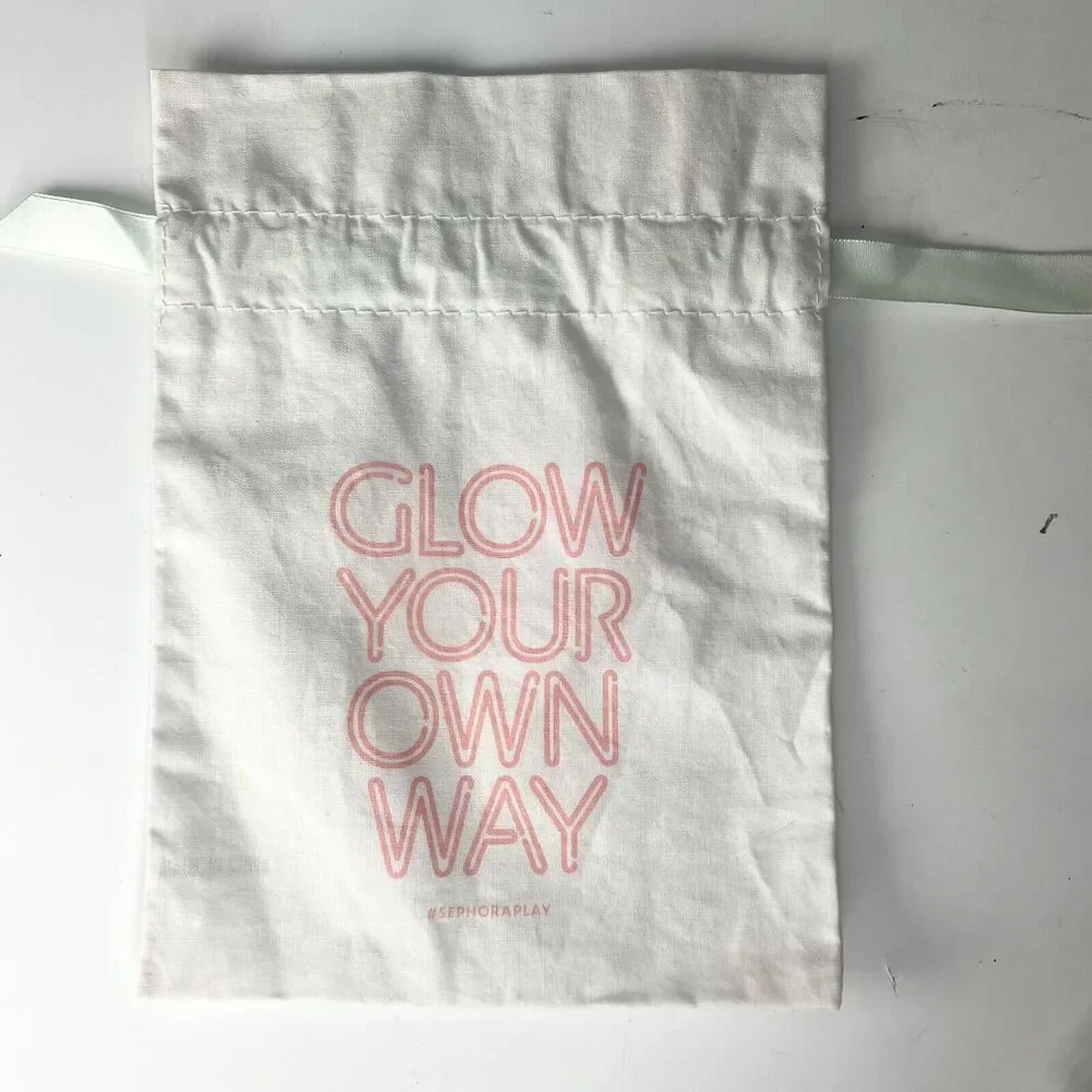 Sephora Glow Your Own Way Drawstring Cloth MakeUp Delicates Travel Bag White New
